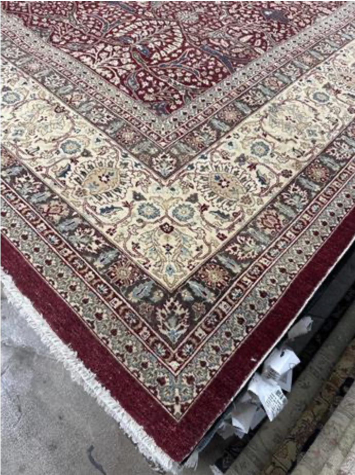 Haji Jalili Classic Rug - 9' 01" x 11' 05" Rug - Red Ivory - Hand Knotted Wool Traditional Haji Jalili Rug