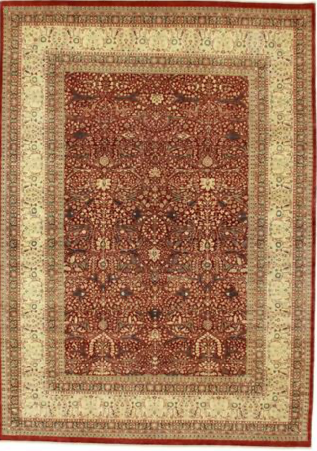 Haji Jalili Classic Rug - 10' 01" x 14' 01" Rug - Red & Ivory - Hand Knotted Wool Traditional Haji Jalili Rug
