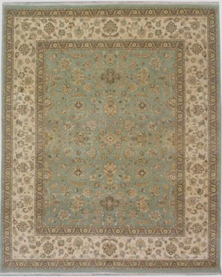 Haji Jalili Classic Rug - 8' 00" x 9' 11" Rug - Green & Ivory Floral - Hand Knotted Wool Traditional Haji Jalili Rug