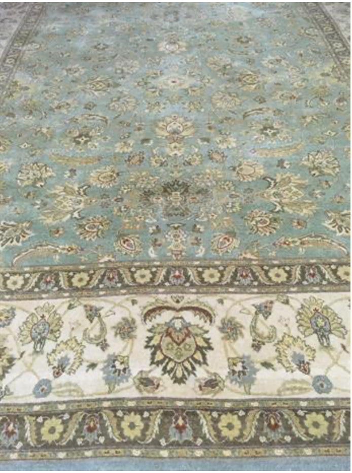 Haji Jalili Classic Rug - 8' 00" x 9' 11" Rug - Green & Ivory Floral - Hand Knotted Wool Traditional Haji Jalili Rug