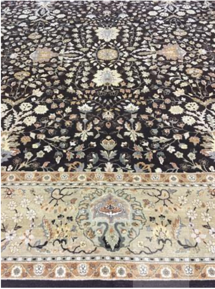 Haji Jalili Classic Rug - 9' 01" x 9' 01" Square Rug - Dark & Light Brown Floral - Hand Knotted Wool Traditional Haji Jalili Rug