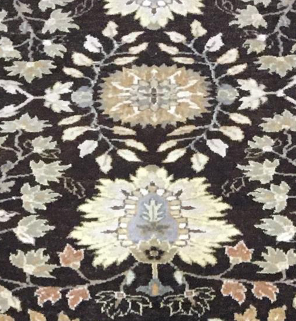 Haji Jalili Classic Rug - 9' 01" x 9' 01" Square Rug - Dark & Light Brown Floral - Hand Knotted Wool Traditional Haji Jalili Rug