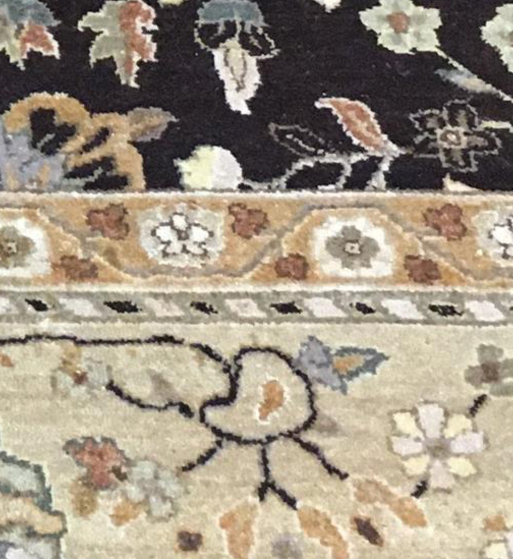 Haji Jalili Classic Rug - 9' 01" x 9' 01" Square Rug - Dark & Light Brown Floral - Hand Knotted Wool Traditional Haji Jalili Rug
