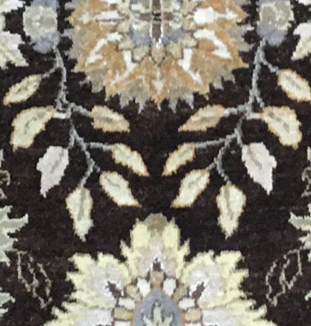 Haji Jalili Classic Rug - 9' 01" x 9' 01" Square Rug - Dark & Light Brown Floral - Hand Knotted Wool Traditional Haji Jalili Rug