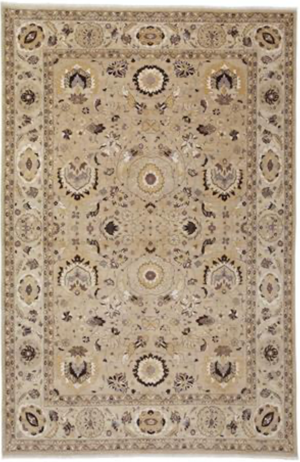 Haji Jalili Classic Rug - 8' 00" x 11' 05" Rug - Light Brown & Ivory Floral - Hand Knotted Wool Traditional Haji Jalili Rug