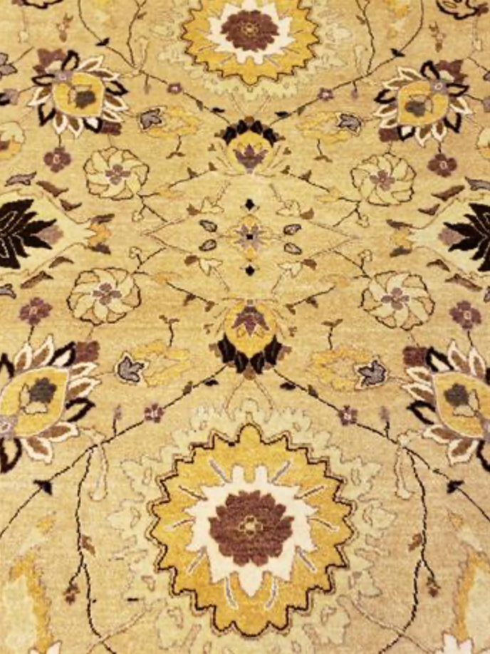 Haji Jalili Classic Rug - 8' 00" x 11' 05" Rug - Light Brown & Ivory Floral - Hand Knotted Wool Traditional Haji Jalili Rug