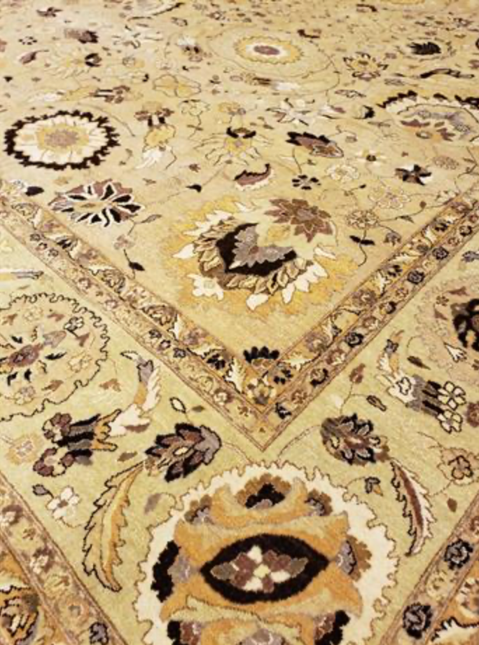 Haji Jalili Classic Rug - 8' 00" x 11' 05" Rug - Light Brown & Ivory Floral - Hand Knotted Wool Traditional Haji Jalili Rug