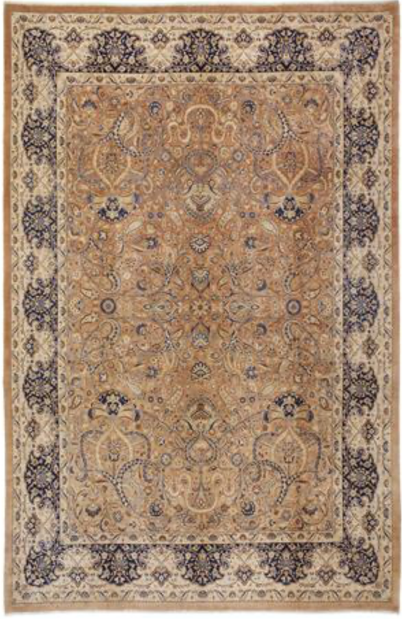 Haji Jalili Classic Rug - 9' 02" x 12' 01" Rug - Camel Brown Grey Floral - Hand Knotted Wool Traditional Haji Jalili Rug