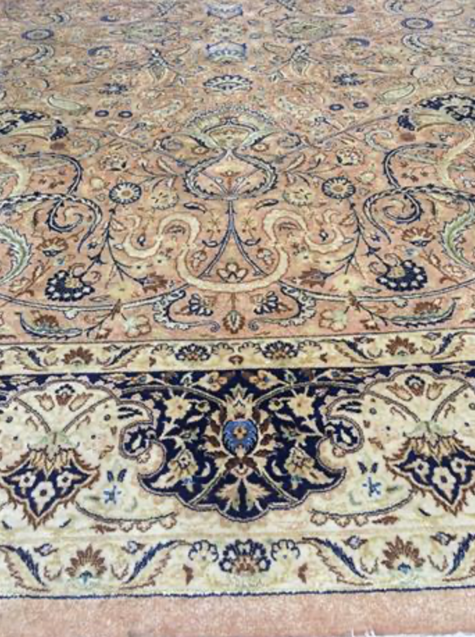 Haji Jalili Classic Rug - 9' 02" x 12' 01" Rug - Camel Brown Grey Floral - Hand Knotted Wool Traditional Haji Jalili Rug