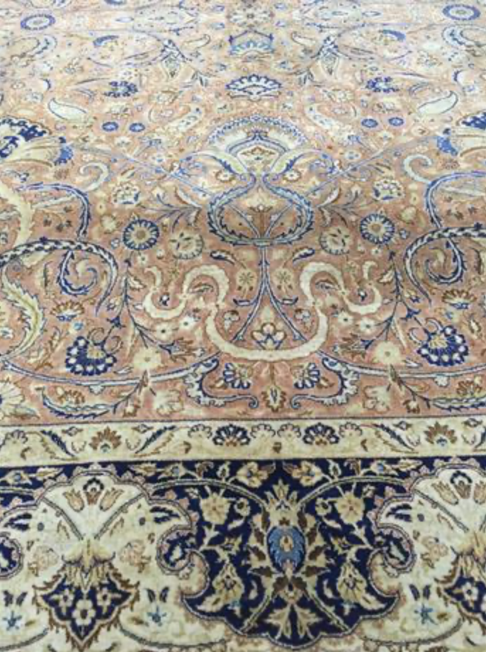 Haji Jalili Classic Rug - 9' 02" x 12' 01" Rug - Camel Brown Grey Floral - Hand Knotted Wool Traditional Haji Jalili Rug