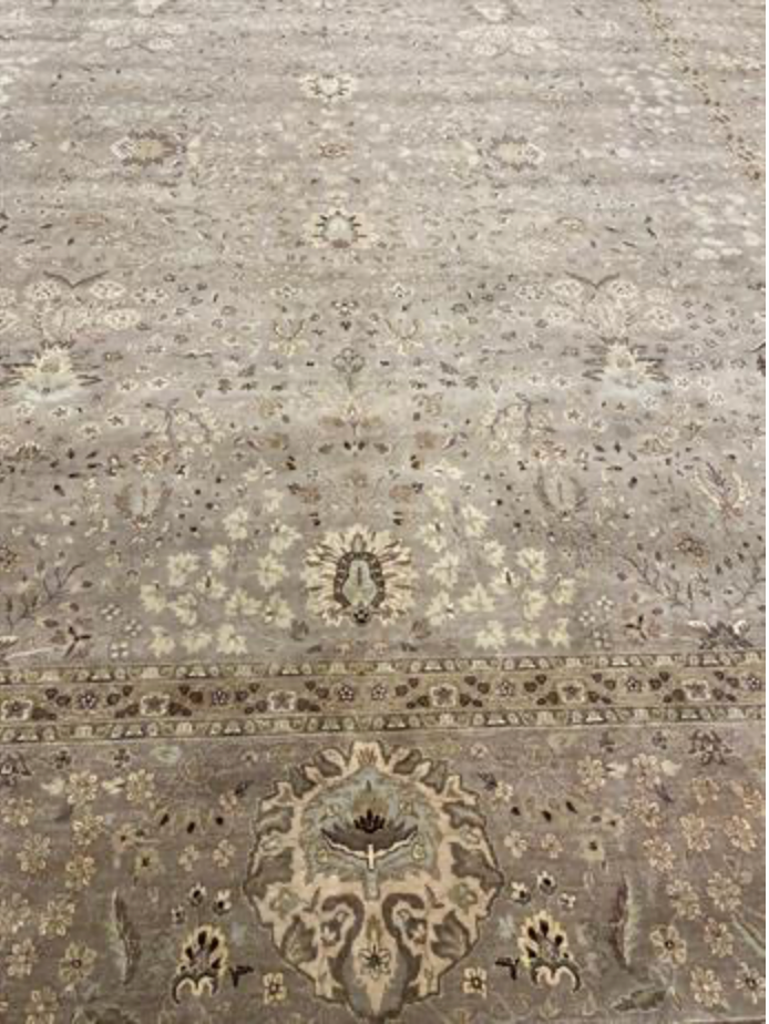 Haji Jalili Classic Rug - 11' 11" x 15' 02" Rug - Grey Floral - Hand Knotted Wool Traditional Haji Jalili Rug