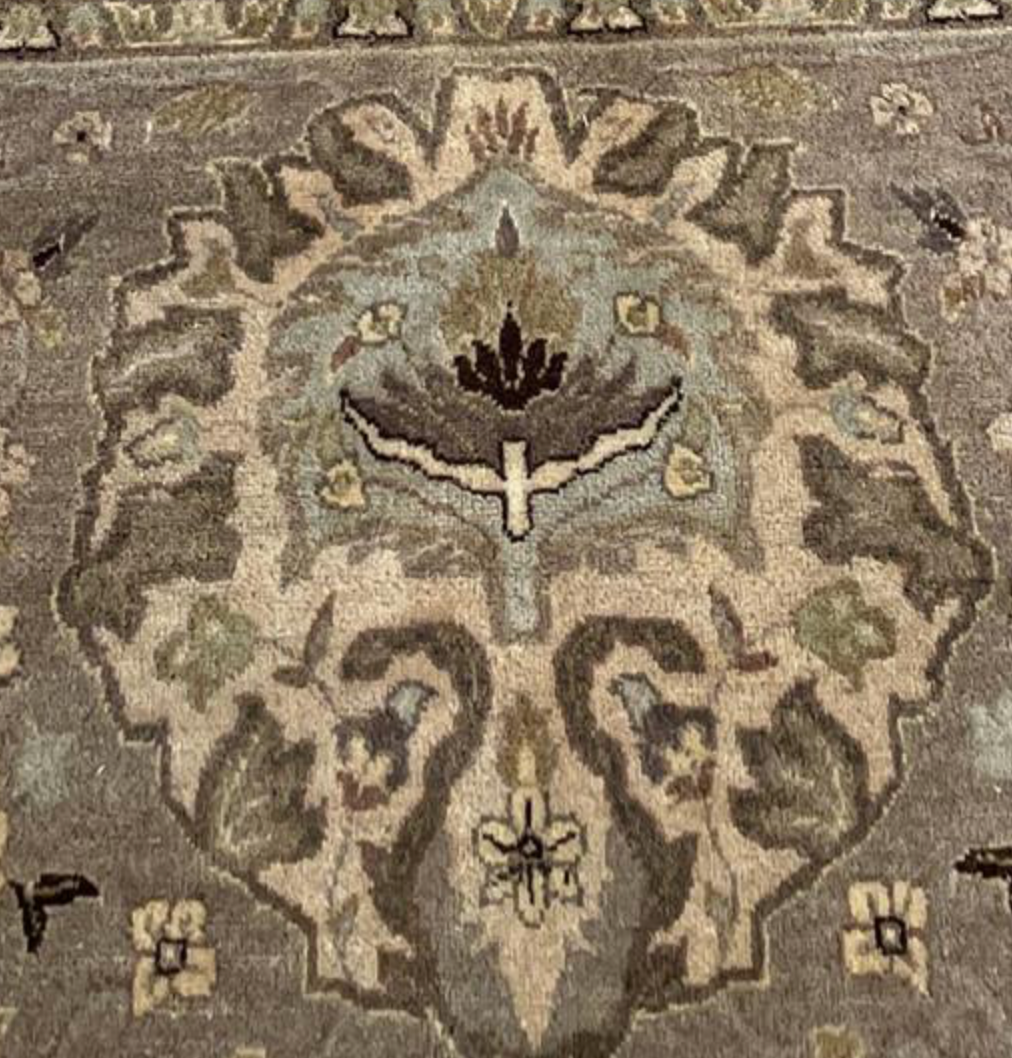 Haji Jalili Classic Rug - 11' 11" x 15' 02" Rug - Grey Floral - Hand Knotted Wool Traditional Haji Jalili Rug