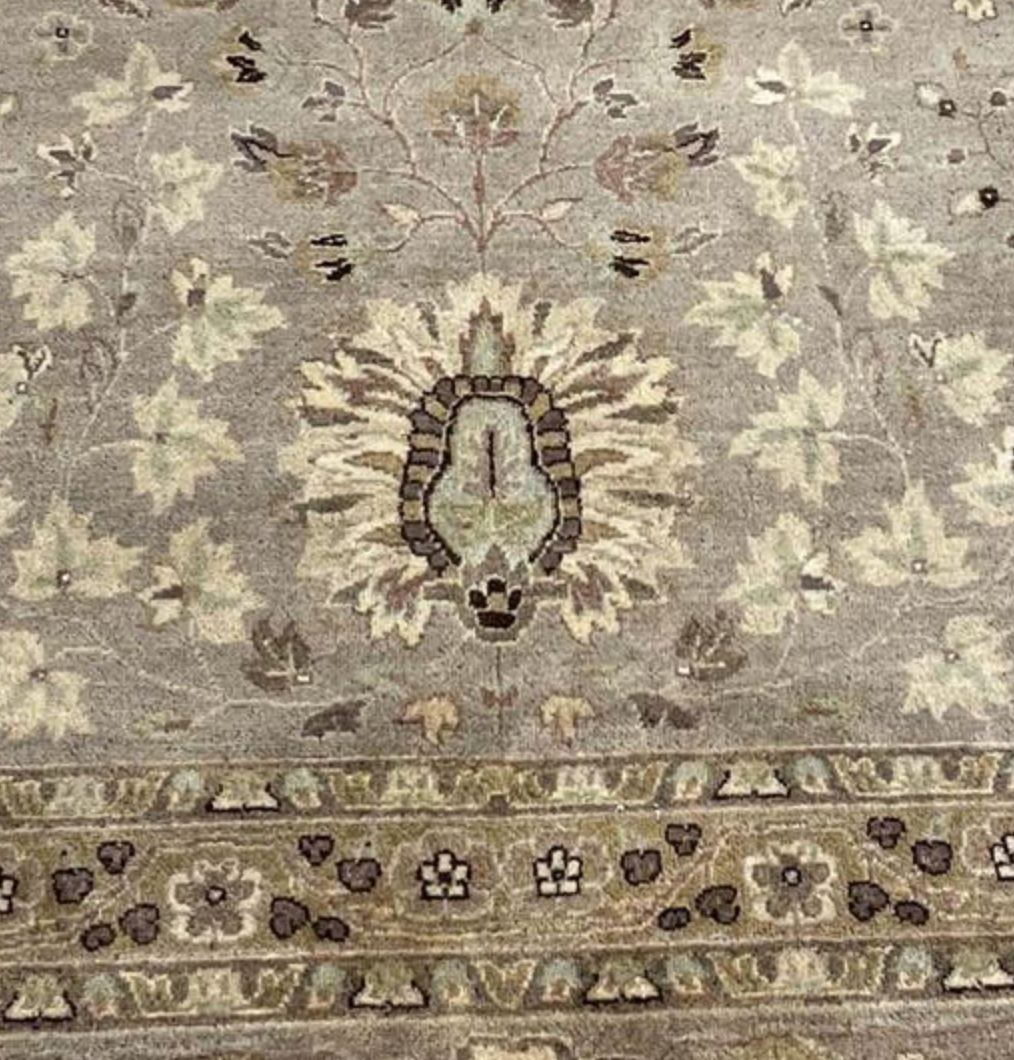 Haji Jalili Classic Rug - 11' 11" x 15' 02" Rug - Grey Floral - Hand Knotted Wool Traditional Haji Jalili Rug