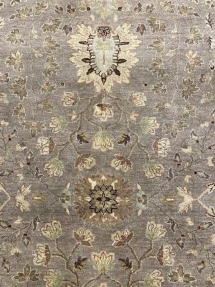 Haji Jalili Classic Rug - 11' 11" x 15' 02" Rug - Grey Floral - Hand Knotted Wool Traditional Haji Jalili Rug