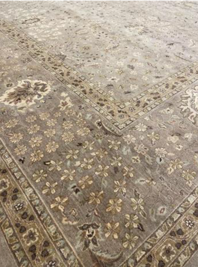 Haji Jalili Classic Rug - 11' 11" x 15' 02" Rug - Grey Floral - Hand Knotted Wool Traditional Haji Jalili Rug