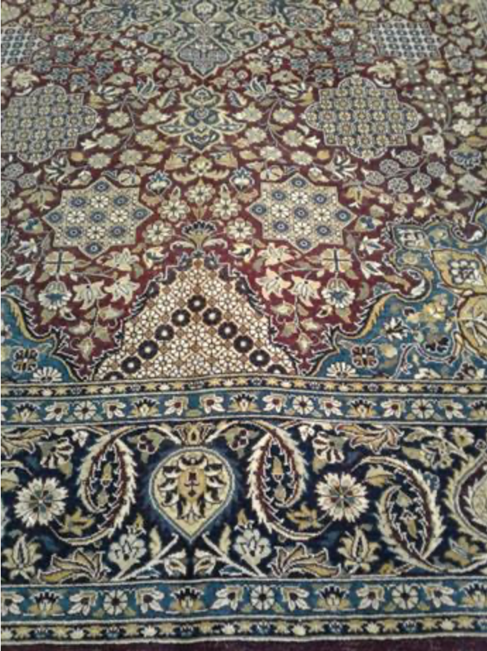 Haji Jalili Classic Rug - 6' 00" x 8' 11" Rug - Red Blue Floral - Hand Knotted Wool Traditional Haji Jalili Rug