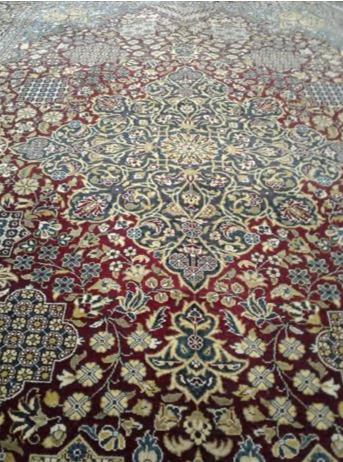 Haji Jalili Classic Rug - 6' 00" x 8' 11" Rug - Red Blue Floral - Hand Knotted Wool Traditional Haji Jalili Rug