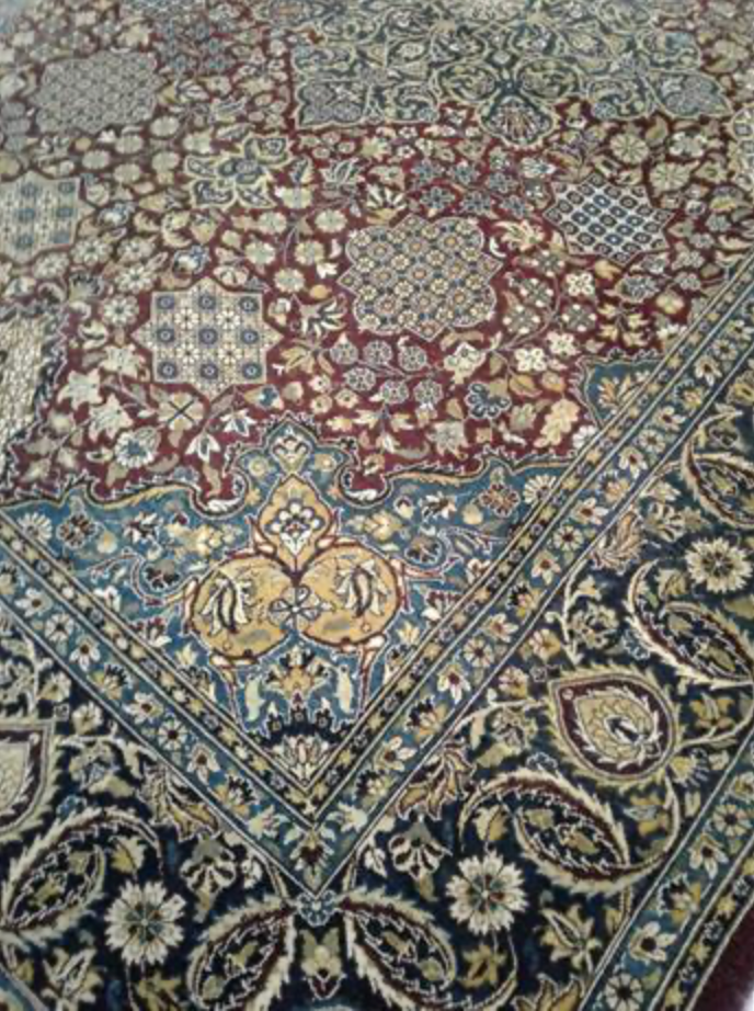 Haji Jalili Classic Rug - 6' 00" x 8' 11" Rug - Red Blue Floral - Hand Knotted Wool Traditional Haji Jalili Rug