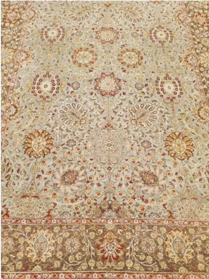 Haji Jalili Classic Rug - 6' 00" x 9' 03" Rug - Green & Brown Floral - Hand Knotted Wool Traditional Haji Jalili Rug