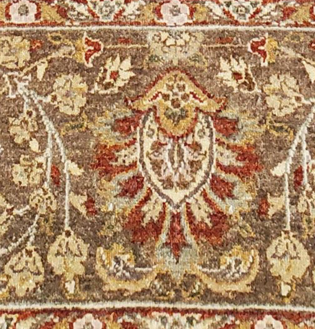 Haji Jalili Classic Rug - 6' 00" x 9' 03" Rug - Green & Brown Floral - Hand Knotted Wool Traditional Haji Jalili Rug