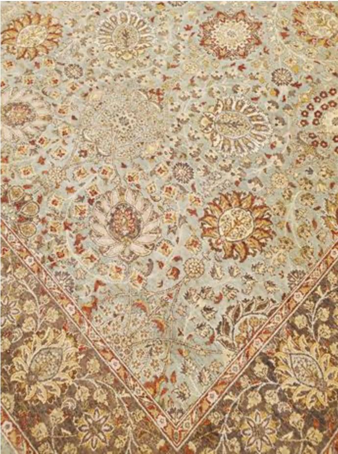 Haji Jalili Classic Rug - 6' 00" x 9' 03" Rug - Green & Brown Floral - Hand Knotted Wool Traditional Haji Jalili Rug