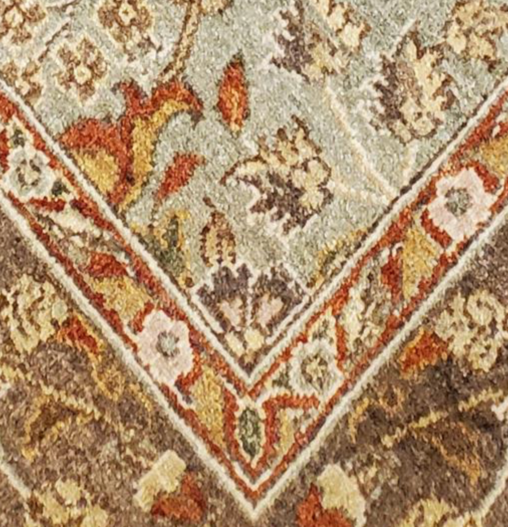 Haji Jalili Classic Rug - 6' 00" x 9' 03" Rug - Green & Brown Floral - Hand Knotted Wool Traditional Haji Jalili Rug