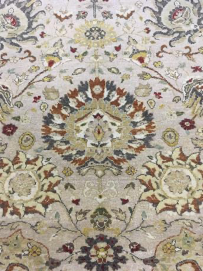 Haji Jalili Classic Rug - 4' 07" x 6' 01" Rug - Camel & Green Floral - Hand Knotted Wool Traditional Haji Jalili Rug