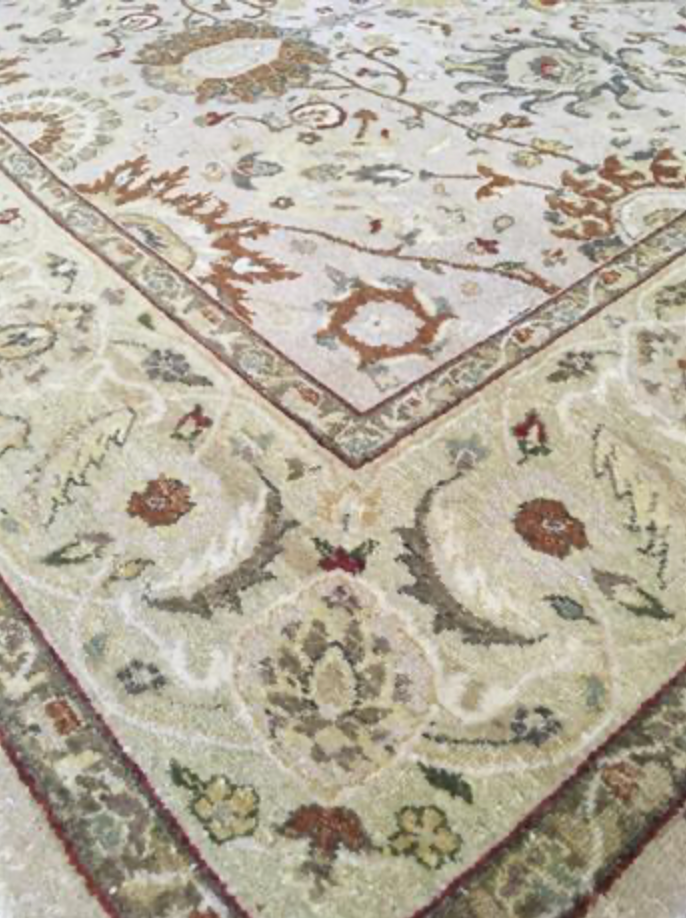 Haji Jalili Classic Rug - 4' 07" x 6' 01" Rug - Camel & Green Floral - Hand Knotted Wool Traditional Haji Jalili Rug