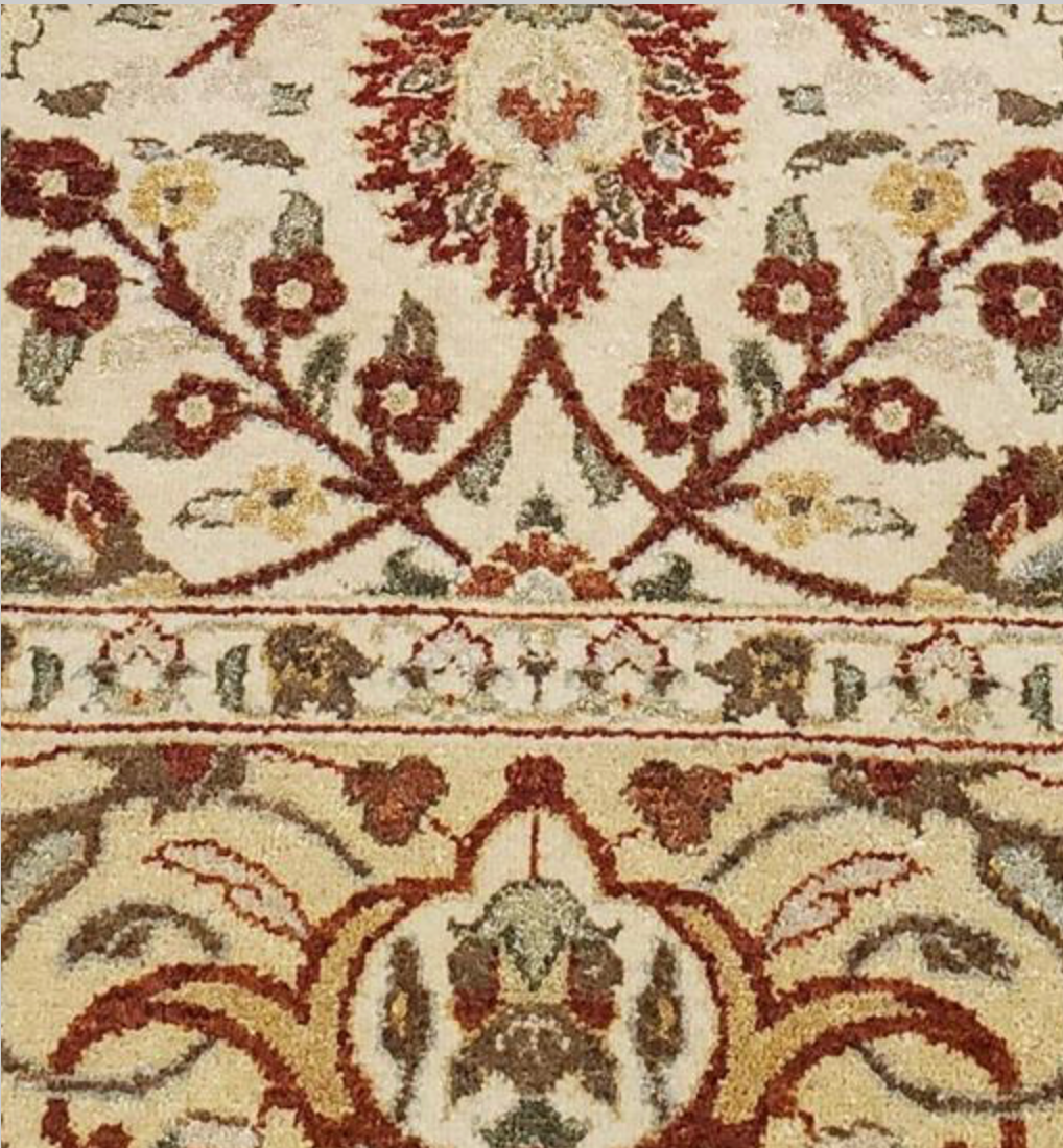 Haji Jalili Classic Rug - 4' 00" x 5' 09" - Camel & Red Floral - Hand Knotted Wool Traditional Haji Jalili Rug