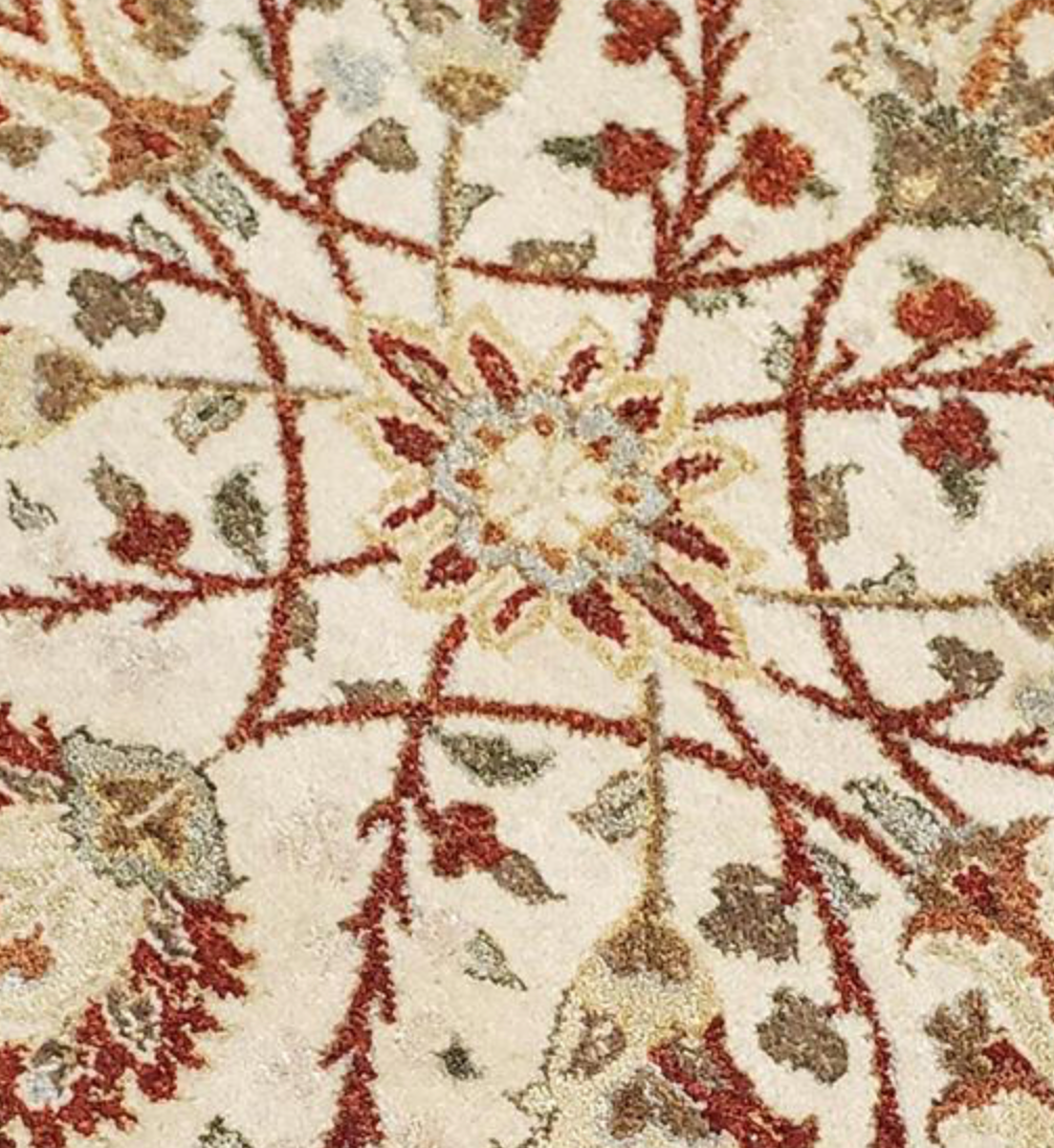 Haji Jalili Classic Rug - 4' 00" x 5' 09" - Camel & Red Floral - Hand Knotted Wool Traditional Haji Jalili Rug