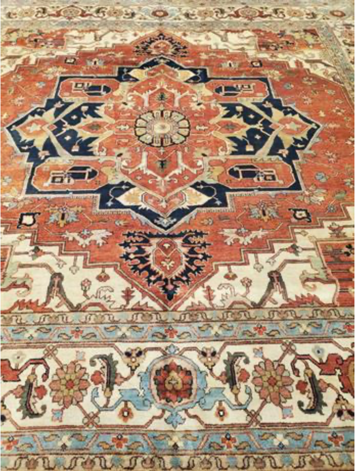 Heriz Classic Rug - 11' 10" x 12' 00" Square - Rust & Beige - Hand Knotted Wool Traditional Heriz Rug