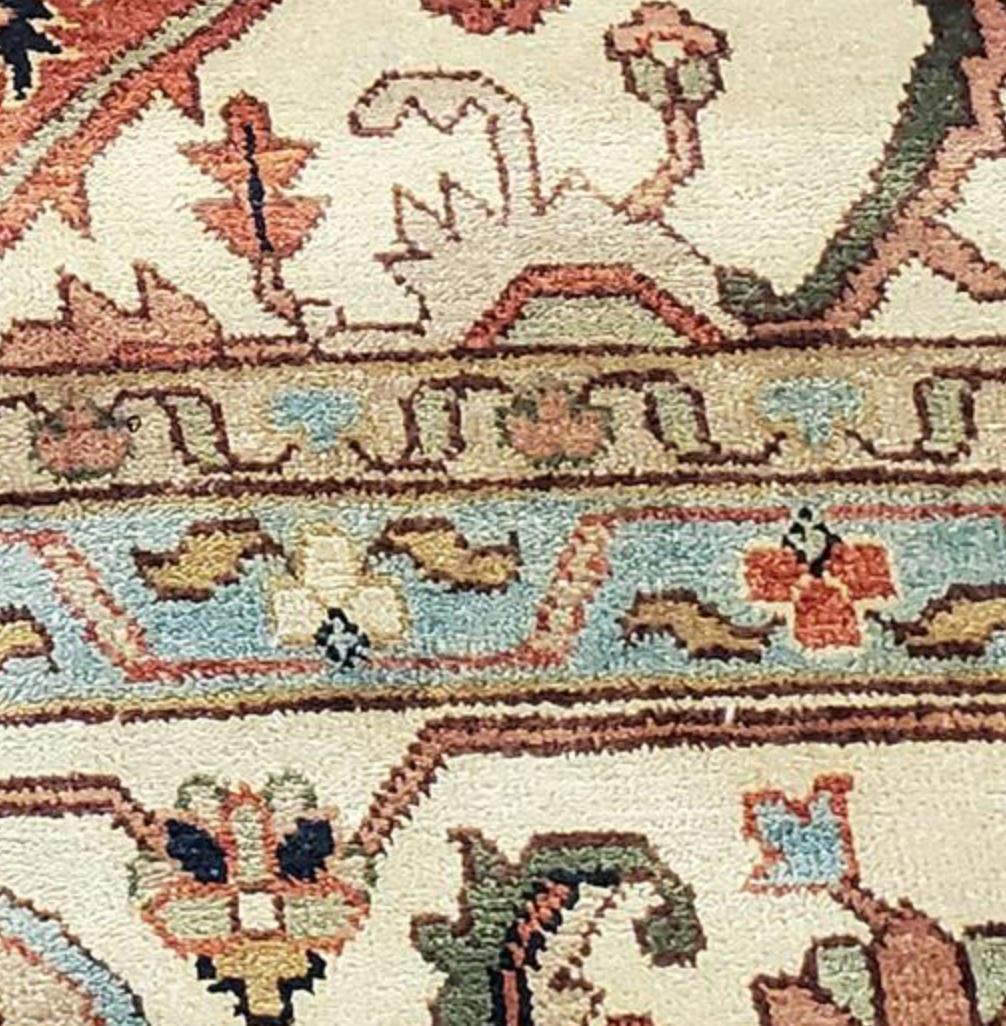 Heriz Classic Rug - 11' 10" x 12' 00" Square - Rust & Beige - Hand Knotted Wool Traditional Heriz Rug