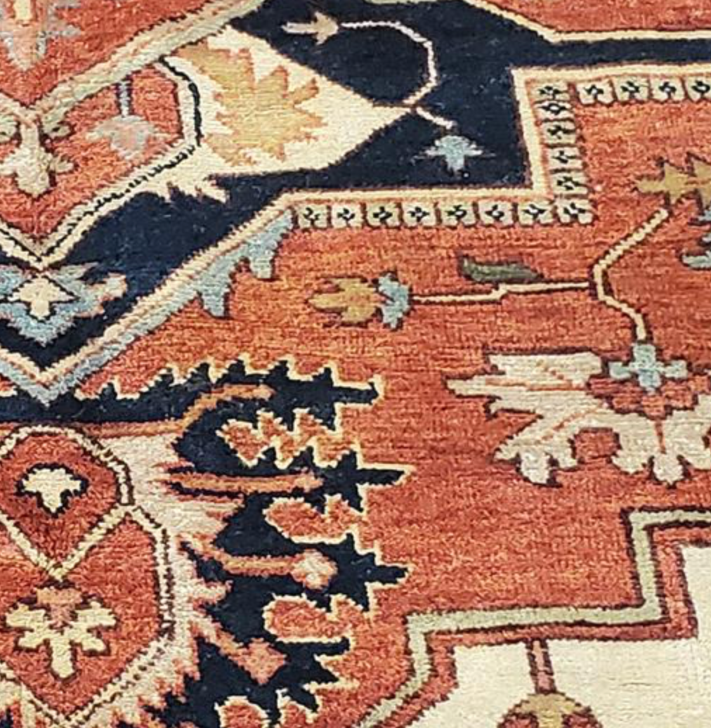 Heriz Classic Rug - 11' 10" x 12' 00" Square - Rust & Beige - Hand Knotted Wool Traditional Heriz Rug