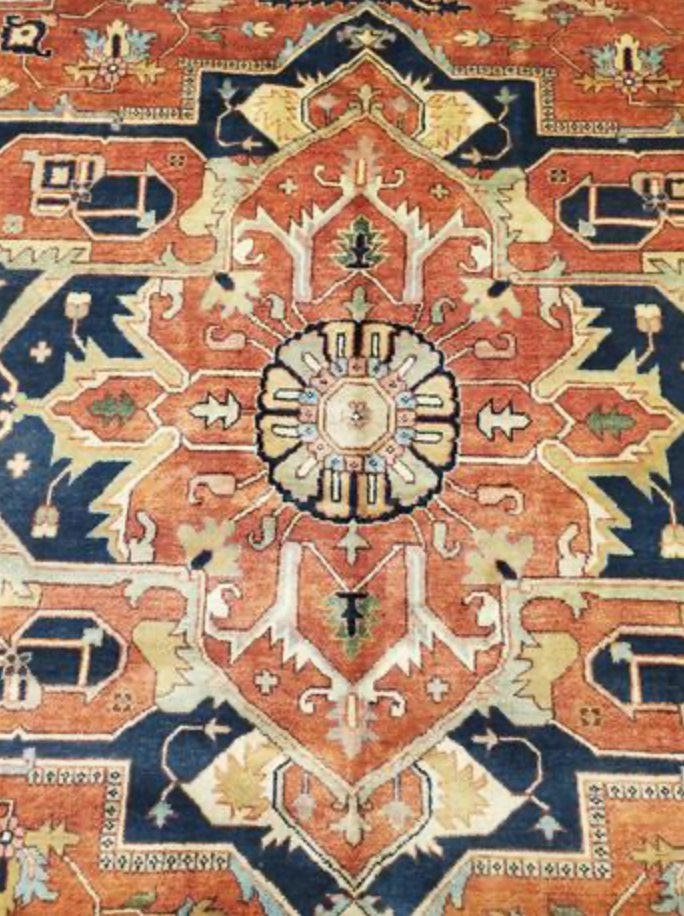 Heriz Classic Rug - 11' 10" x 12' 00" Square - Rust & Beige - Hand Knotted Wool Traditional Heriz Rug