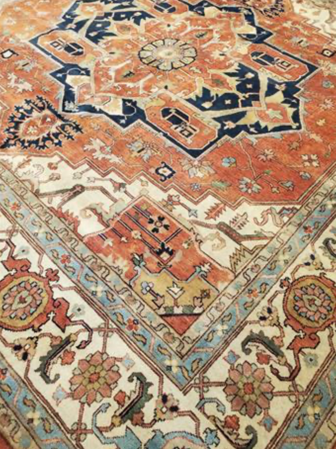 Heriz Classic Rug - 11' 10" x 12' 00" Square - Rust & Beige - Hand Knotted Wool Traditional Heriz Rug