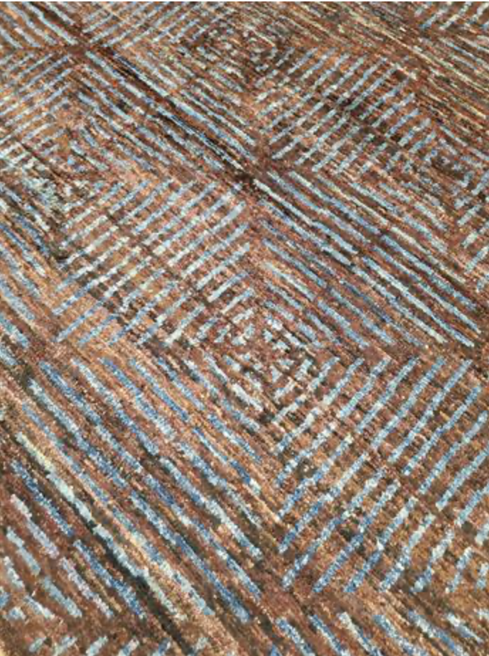 Highland Collection Rug - 8' 05" x 9' 10" - Brown & Blue - Hand Knotted Wool Tribal Rustic Modern Rug
