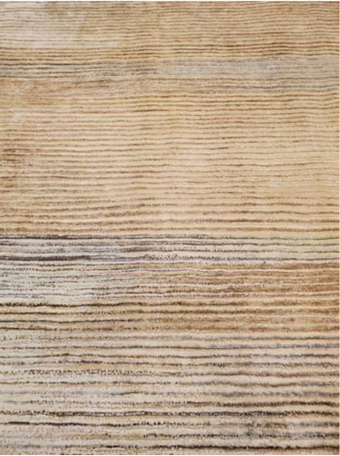 Impression Collection Wool & Silk Rug - 8' 00" x 10' 02" - Gold & Blue - Hand Knotted Wool & Silk Modern Contemporary Rug