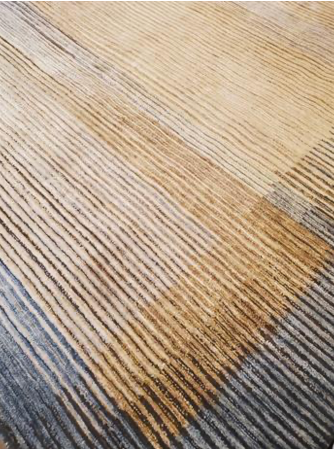 Impression Collection Wool & Silk Rug - 8' 00" x 10' 02" - Gold & Blue - Hand Knotted Wool & Silk Modern Contemporary Rug
