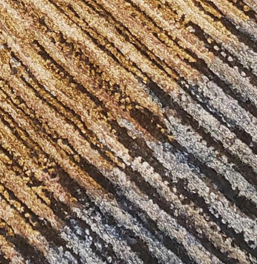 Impression Collection Wool & Silk Rug - 8' 00" x 10' 02" - Gold & Blue - Hand Knotted Wool & Silk Modern Contemporary Rug
