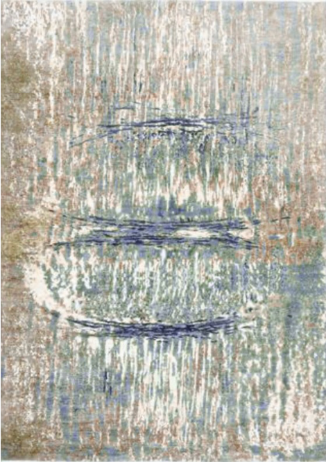 Indigo Collection Wool & Silk Rug - 8' 09" x 12' 03" - Brown Blue Grey Ivory - Hand Knotted Wool & Silk Modern Contemporary Rug