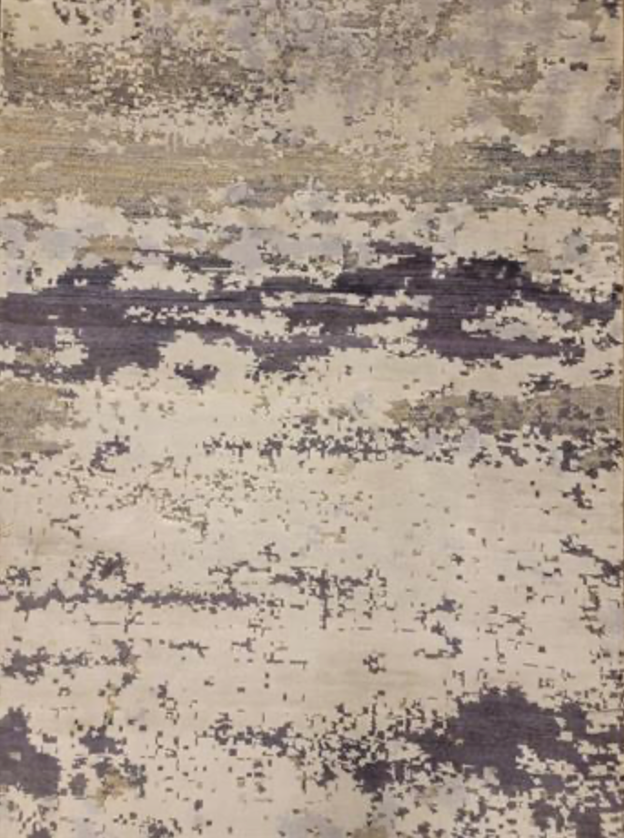 Indigo Collection Wool & Silk Runner - 3' 01" x 24' 11" - Grey White Black - Hand Knotted Wool & Silk Modern Contemporary Extra Long Runner