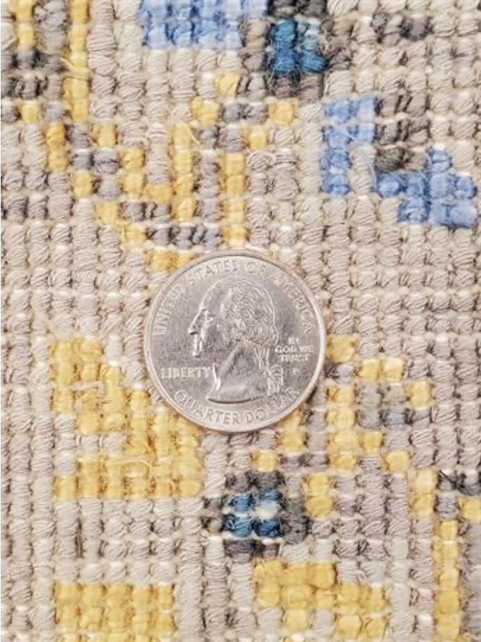 Indigo Collection Wool & Silk Rug - 9' 09" x 9' 10" Square - Grey Blue Gold - Hand Knotted Wool & Silk Modern Contemporary Rug