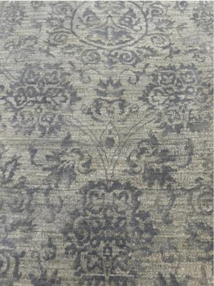 Indigo Collection Wool & Silk Runner - 2' 05" x 18' 01" - Grey - Hand Knotted Wool & Silk Modern Contemporary Extra Long Runner