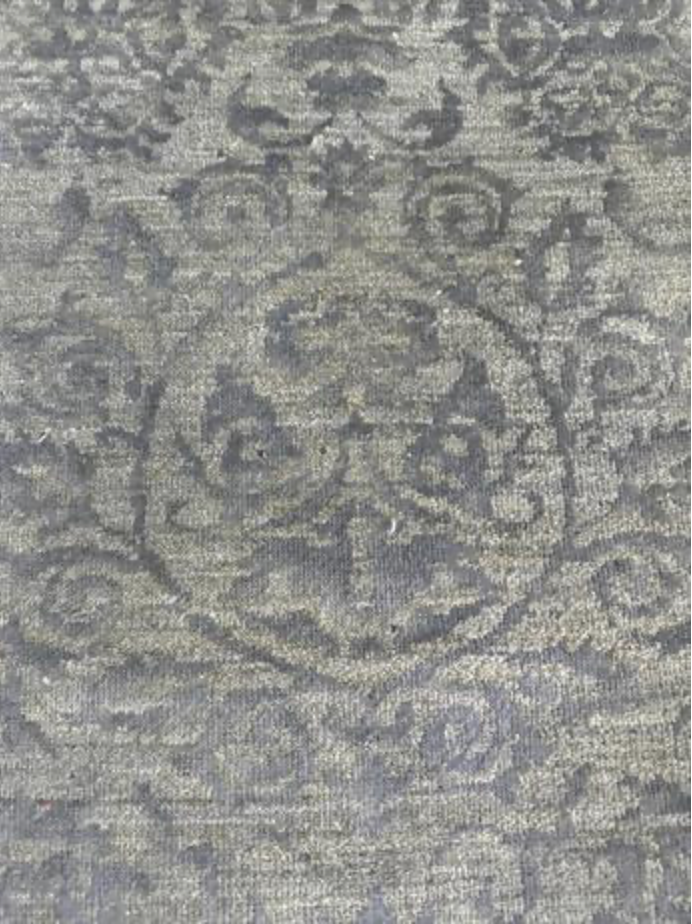 Indigo Collection Wool & Silk Runner - 2' 05" x 18' 01" - Grey - Hand Knotted Wool & Silk Modern Contemporary Extra Long Runner