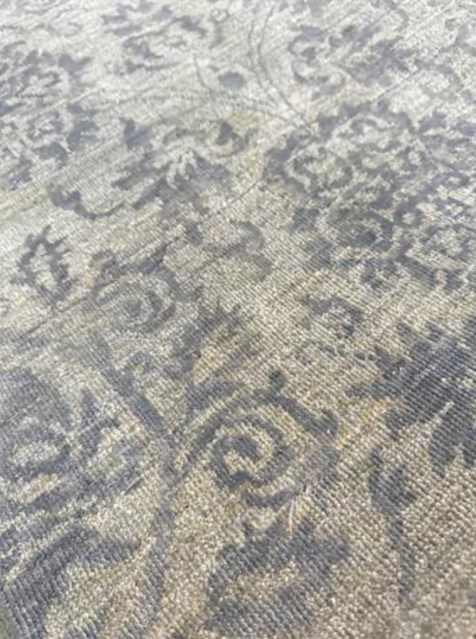 Indigo Collection Wool & Silk Runner - 2' 05" x 18' 01" - Grey - Hand Knotted Wool & Silk Modern Contemporary Extra Long Runner
