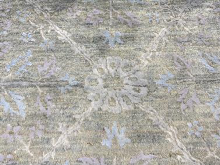 Indigo Collection Wool & Silk Runner - 2' 06" x 12' 02" - Light Blue & Grey - Hand Knotted Wool & Silk Modern Contemporary Runner