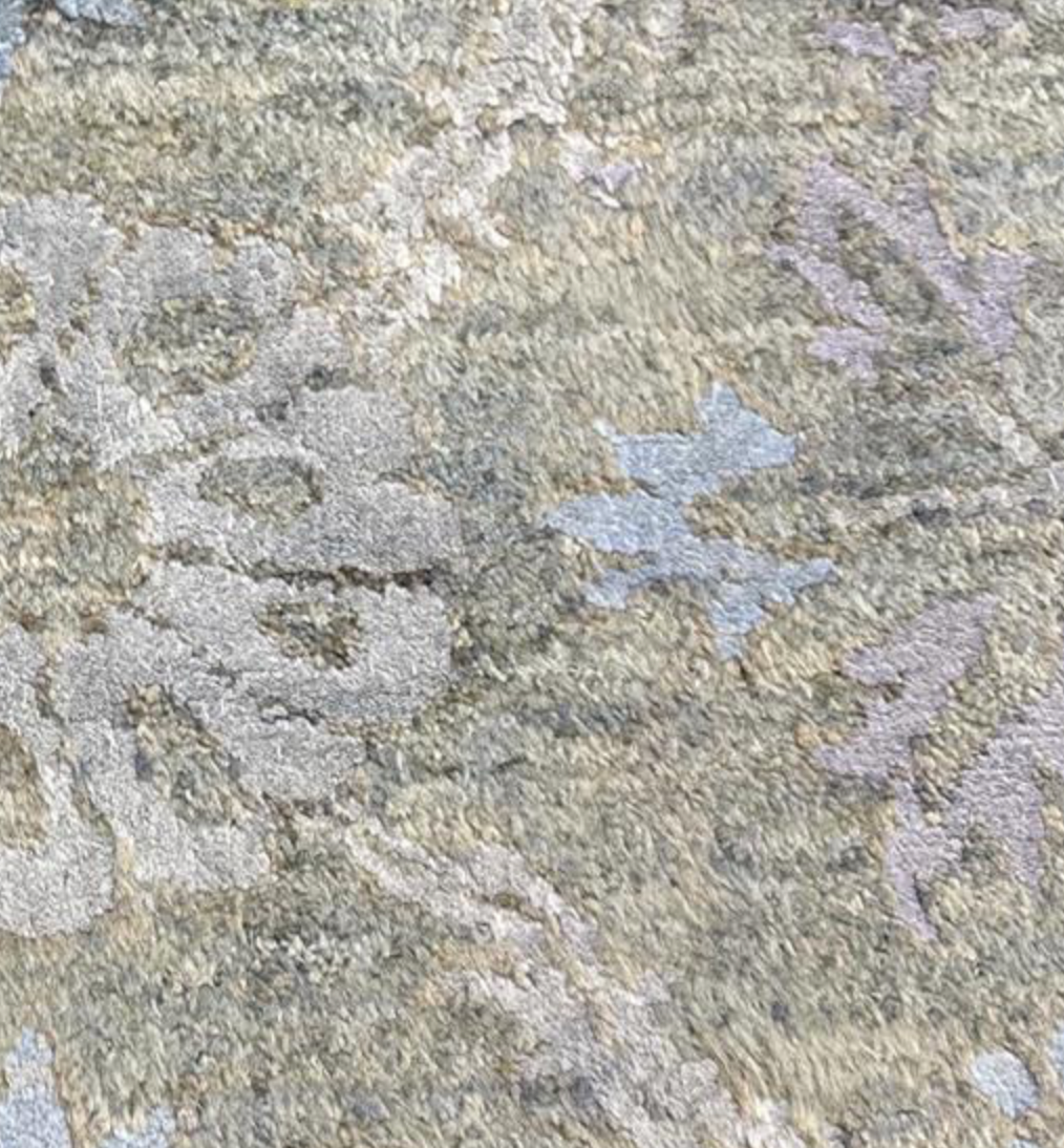 Indigo Collection Wool & Silk Runner - 2' 06" x 12' 02" - Light Blue & Grey - Hand Knotted Wool & Silk Modern Contemporary Runner