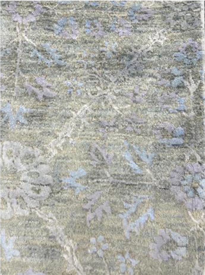 Indigo Collection Wool & Silk Runner - 2' 06" x 12' 02" - Light Blue & Grey - Hand Knotted Wool & Silk Modern Contemporary Runner
