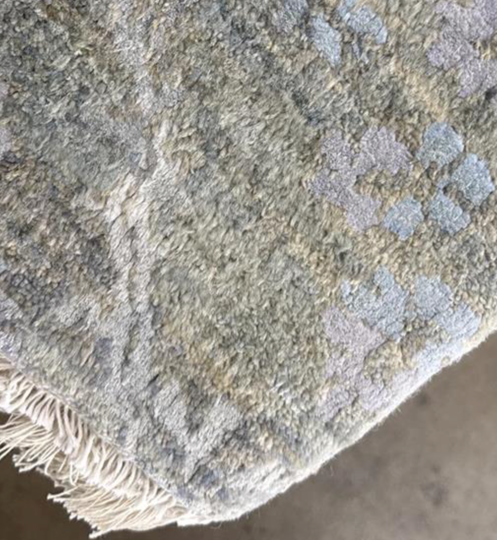Indigo Collection Wool & Silk Runner - 2' 06" x 12' 02" - Light Blue & Grey - Hand Knotted Wool & Silk Modern Contemporary Runner