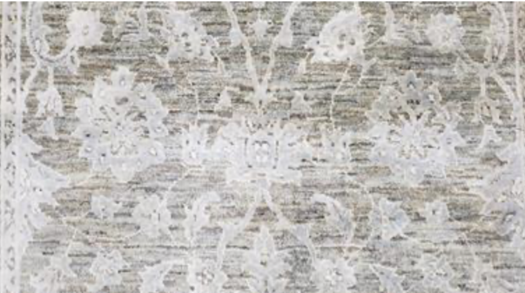 Indigo Collection Wool & Silk Runner - 4' 00" x 13' 11" - Grey - Hand Knotted Wool & Silk Modern Contemporary Extra Wide Runner